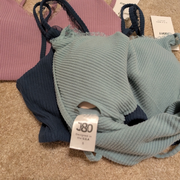 Luxie Ribbed Bralette Set - Purple, Blue, and Green - Picture 2 of 3